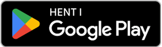 Google Play-badge med teksten "Hent i Google Play" og det trekantede Google Play-logo.