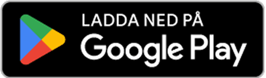 Google Play-märke med texten ”Hämta på Google Play” och den triangelformade Google Play-logotypen.